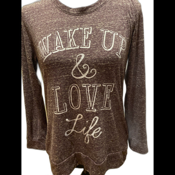 Style & Co Sport Women’s T Shirt Size Small Purple “Wake Up & Love Life” - Picture 2 of 12